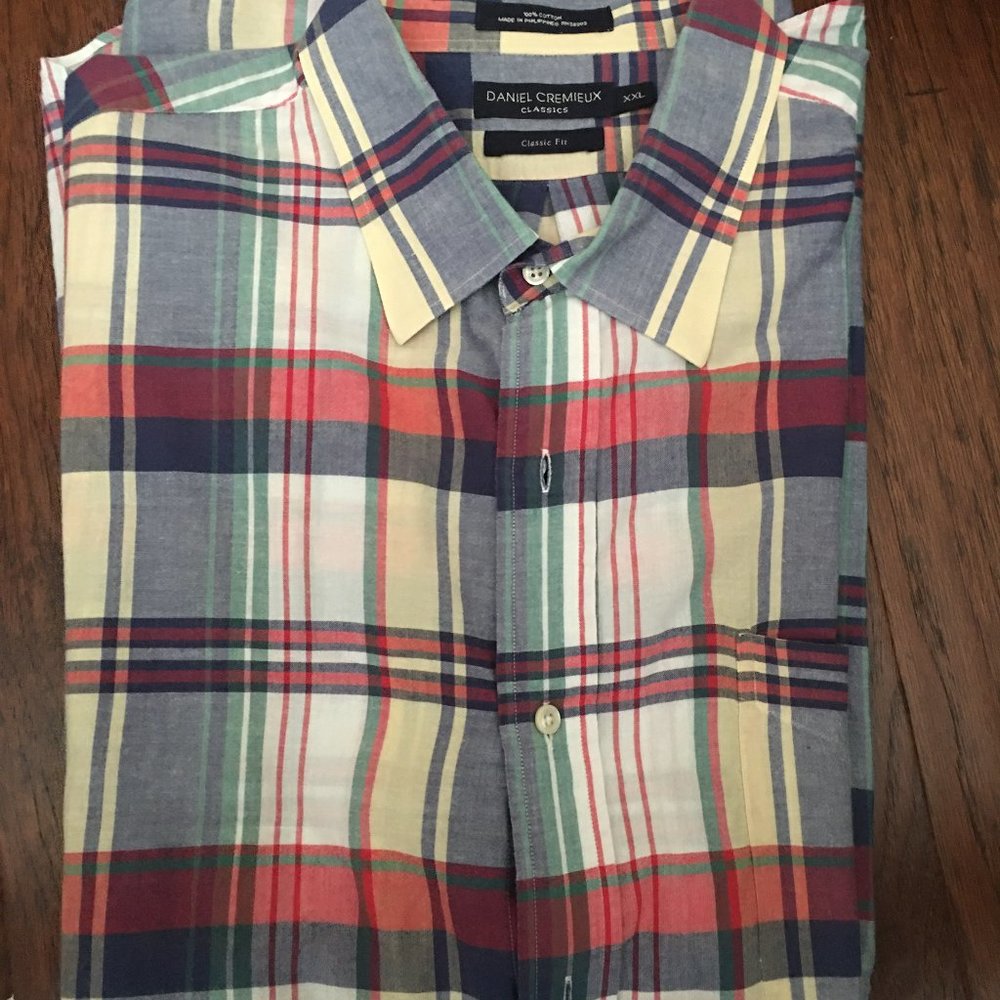 Daniel Cremieux Shirt XXL Red white Blue Plaid